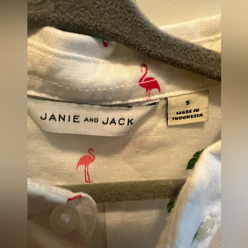 Janie & Jack Flamingo linen shirt - Picture 2 of 4